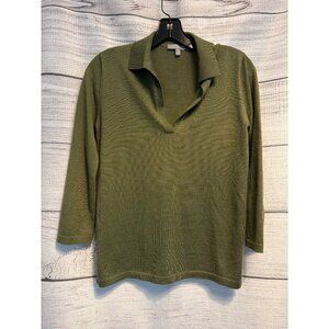 Neiman Marcus Cashmere Long-Sleeve Polo Sweater Size S